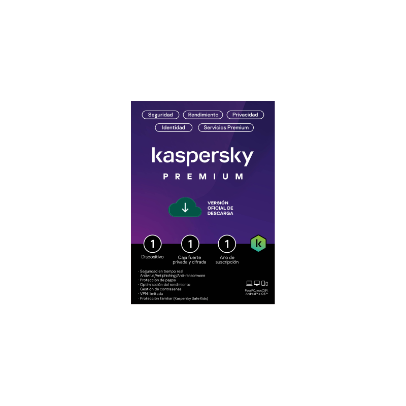 Kaspersky Premium + Customer Support 1 Dispositivo 1 Cuenta KPM 1 año Base Descarga electronica