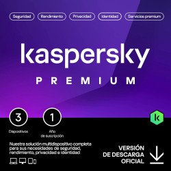 Kaspersky Premium + Customer Support 3 Dispositivos 2 Cuentas KPM 1 año Base Descarga electronica