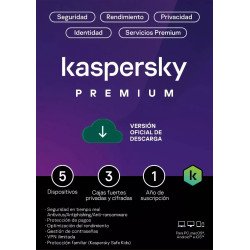 Kaspersky Premium + Customer Support 5 Dispositivos 3 Cuentas KPM 1 año Base Descarga electronica