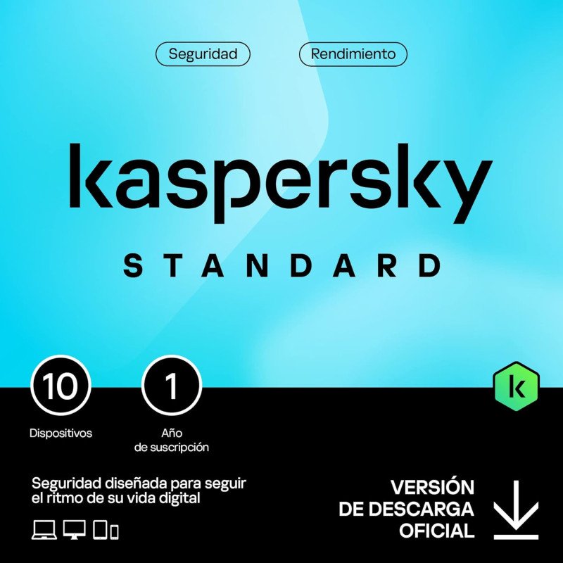 Kaspersky Standard 10 Dispositivos 1 año Base Descarga electronica